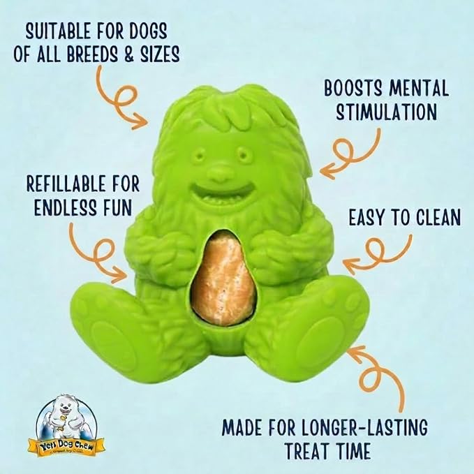 Yeti Puff & Play Interactive Dog Toy, Nugget Treat Dispenser, Green Yeti