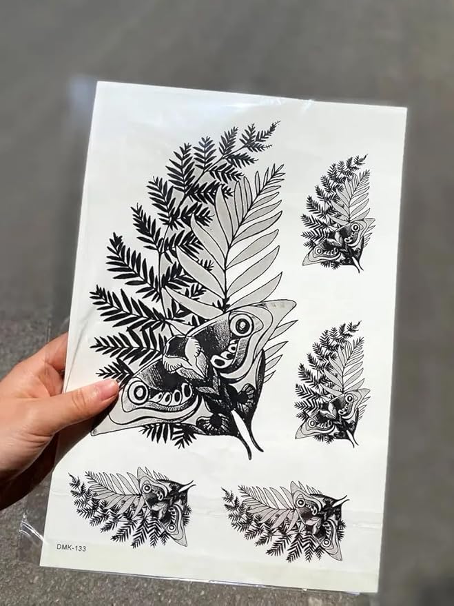 Ellie Temporary Tattoos for Women, Body Art Decals, Waterproof Decorative Transfer Stickers (Leaf)