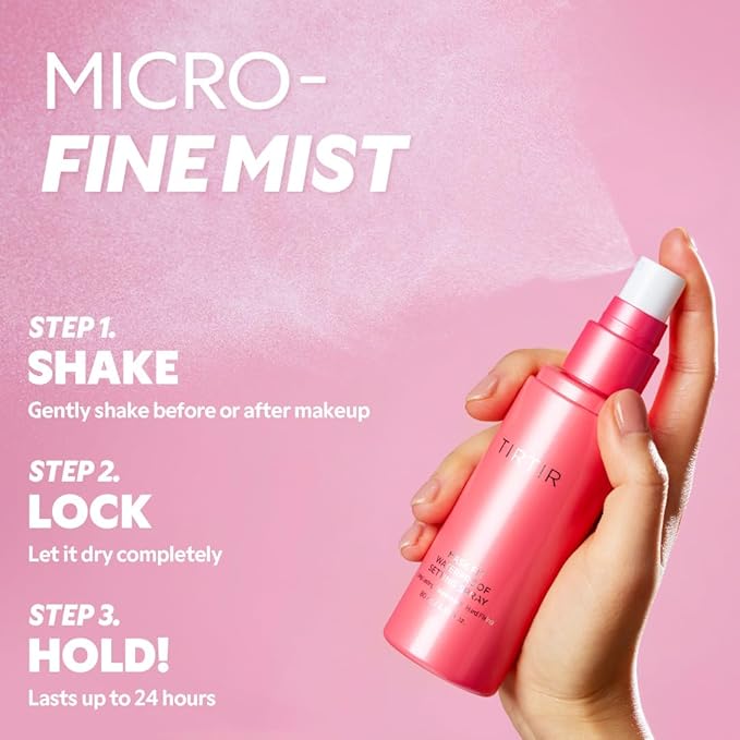 TIRTIR Waterproof Setting Spray – 24 Hour Long Lasting Fix, Sweatproof Water Resistant Makeup Finisher – Ethanol Free, Semi Matte Finish for Oily Skin – Korean Makeup Fixer (Pack of 2)