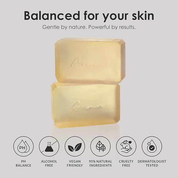 ARWIN Glycerin Soap Bar 180g / 6.3 oz for Face & Body, Natural Transparent Soap for Sensitive Skin, Gentle Cleansing, Hydrating & Soothing with Phytoncide, Japanese Pine Scent, SLS & Triclosan Free