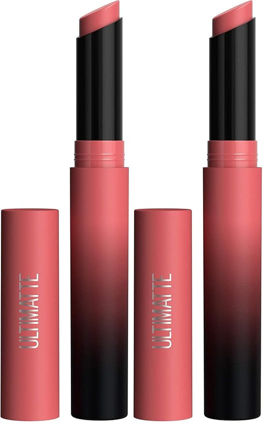MAYBELLINE Color Sensational Ultimatte Matte Lipstick, Non-Drying, Intense Color Pigment, More Blush, Rose Pink, 1 Count (Pack of 2)