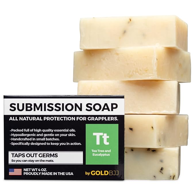 Premium Tea Tree Oil Soap - USA Made Bar Soap for BJJ, Jiu Jitsu, Wrestling, and Grappling (5-Pack of 4 Ounce Soap Bars, Classic Tea Tree)