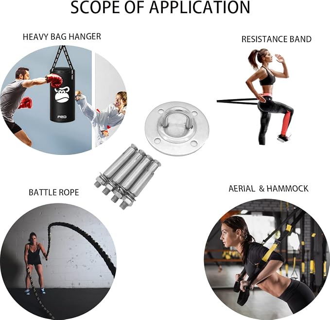 Eye Ceiling Hook Swing Hangers 700LB Capacity for Punching Bags Hanging Chair Hammocks Swing Trapeze Yoga (90mm Diameter)