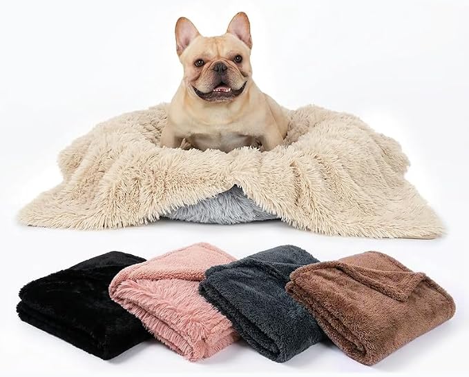 Waterproof Dog Blanket Pet Throw Blankets Fluffy Long Faux Fur Reversible Puppy Blankets 85x57in Furniture Protector Cover for Sofa Bed Couch Bed Cover Washable for Dogs Cats (Beige XL)