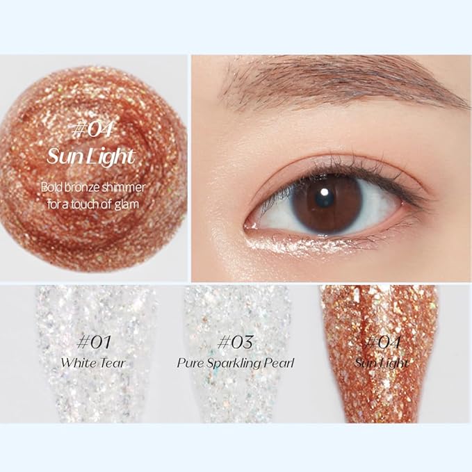 ETUDE Tear Drop Eye Liner #4 Sun Light (21AD) | Long-Lasting Liquid Glittering Eye Liner to Make Your Eyes Sparkle | K-Beauty