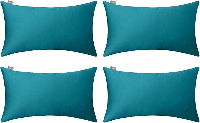 Thmyo 4-Pack 100% Cotton Lumbar Comfortable Solid Decorative Throw Pillow Case, Rectangle Cushion Cover Pillowcase Sublimation Blank Pillow Covers DIY Throw Pillowcase(12x20inch/30x50cm, Lake Blue)