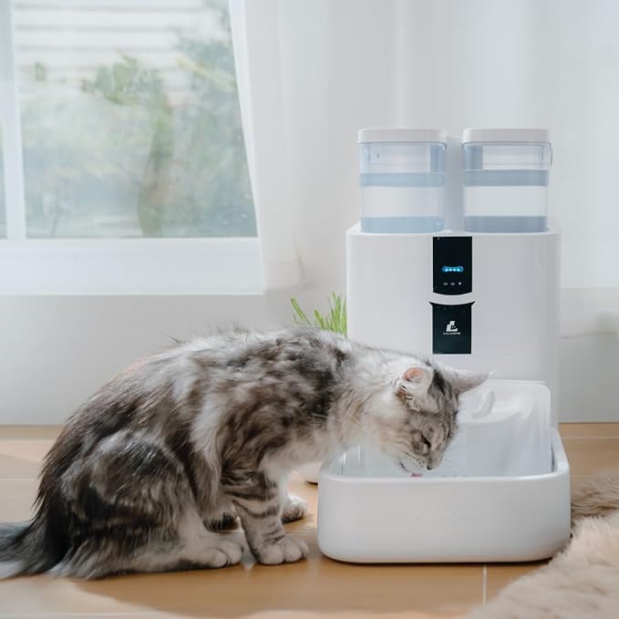 Automatic Cat Water Fountain 10L/338 oz Self Filling, Pet Drinking Fountains Dogs, Smart Bowl 5G WiFi Filtered Water Dispenser Easy Cleaning Oxygen-Rich, Wastewater Separate, No Slime, Quiet