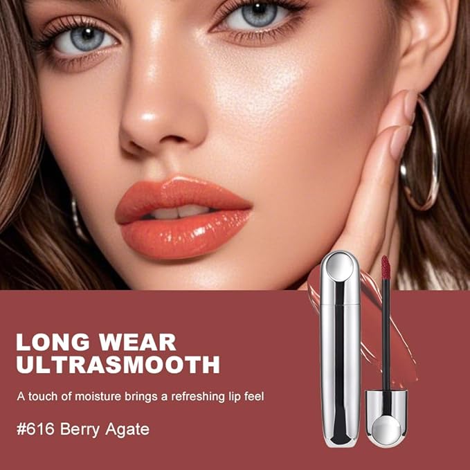Mirror Shine Lip Gloss, Hydrating Airy Lip Tint, Lightweight Water-Gloss Finish, Moisturizing Crystal Film Lip Glaze, Clear Non-Sticky, Juicy Hydration for Plump, Non-Drying Lips-616#