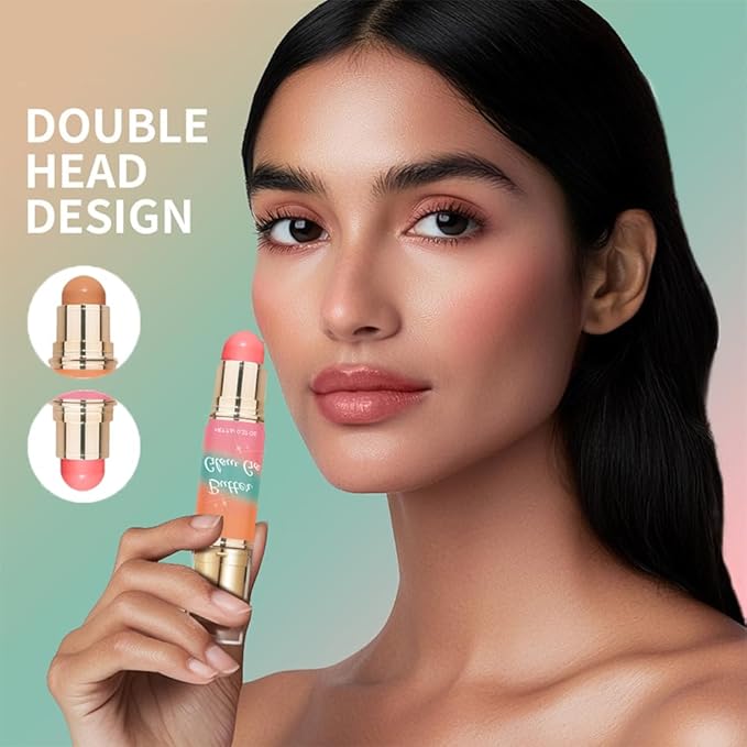 Dual-Ended Blush & Bronzer Stick – 2-in-1 Creamy Contour & Cheek Tint, Hydrating Vegan Multi-Use Makeup for Natural Radiant Finish, Cruelty-Free (Sunkissed Rose)