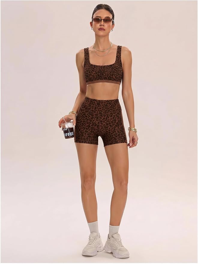 Milumia Women's Polka Dots Workout Set 2 Piece Color Block Bra Tank High Waisted Biker Shorts Layered Matching Yoga Outfit