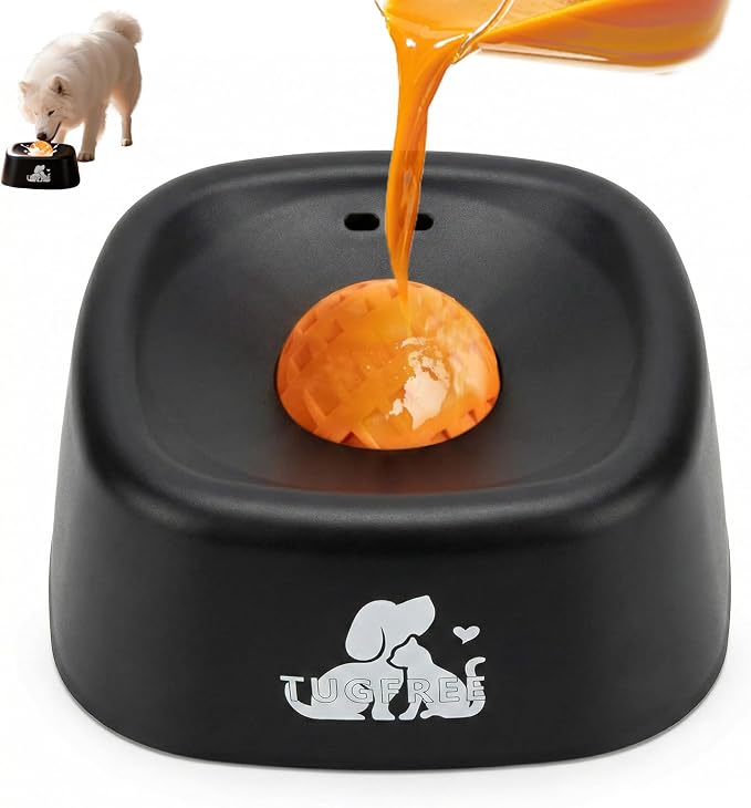 TUGFREE Slow Feeder Dog Bowls, Lick Sphere Puzzle Feeder for Liquid Treats, Non-Spill Puppy Lick Bowl for Bone Broth & Yogurt, Interactive Slow Eating Toy for Anxiety Relief, Boredom and Post-Op Care