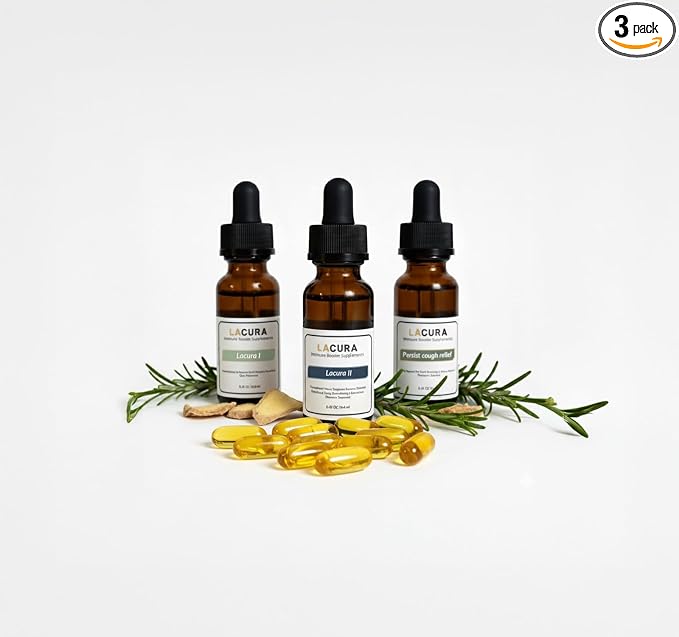 LaCura Immune Essentials 3-Blend Bundle – Daily Wellness & Respiratory Support Drops – Plant-Based Oil Blend with Orange, Clove, Ginger, Oregano & Thyme – Includes LaCura I & II, Persist Cough Support