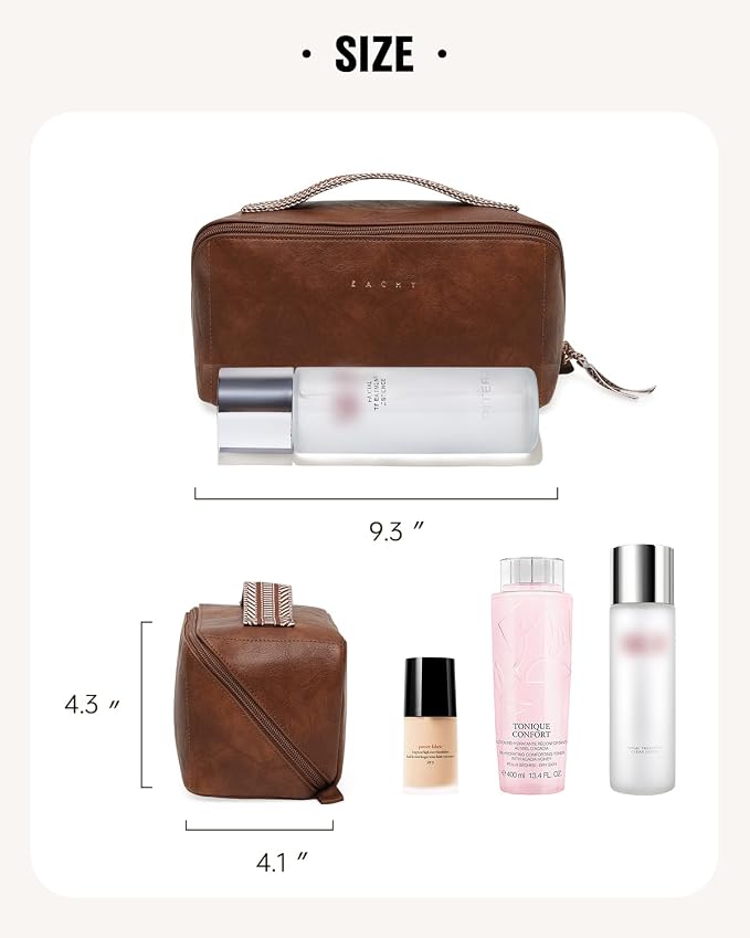 EACHY Travel Makeup Bag, Large Capacity Cosmetic Bag for Women, Waterproof PU Leather, Flat Open Portable Toiletry Bag for Skincare, Brushes & Travel Essentials