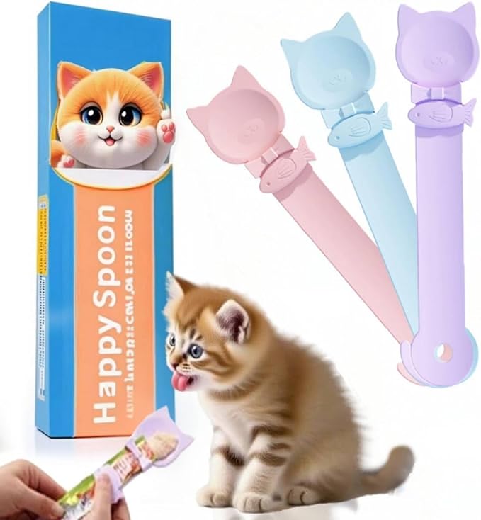 LICKJIMO-3PCS Cat Treat Dispenser,Lickable Churu Spoon for Kitten(3 Color) | big size