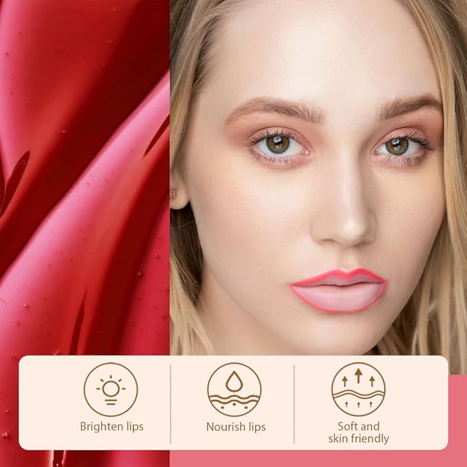 Pinkish Red Liquid Matte Lip Liner Stain Peel Off with Tweezer, Long Lasting, Waterproof Matte Lipstick Lip Gloss Tattoo for Women, Transfer-prof Lip Tint Makeup for All Skin Types 06#