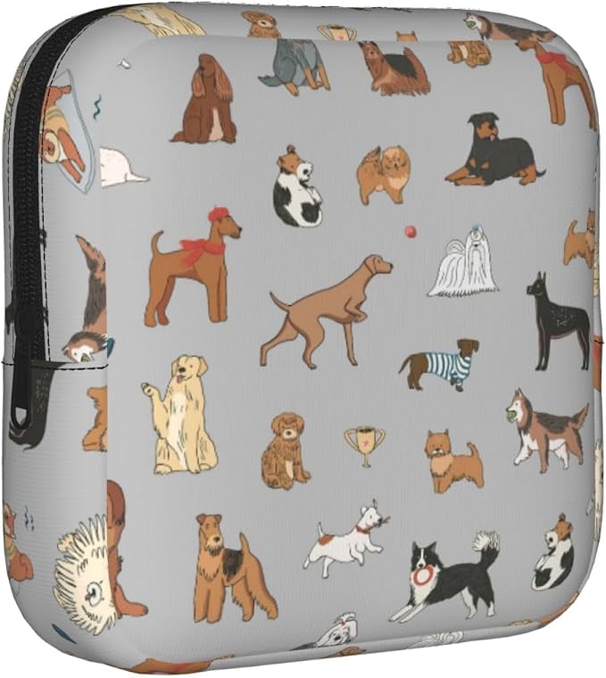 Dog Dogs Funny Pets Period Bag For Women,Portable Sanitary Napkin Period Pad Pouch For Purse, Small Make Up Bags