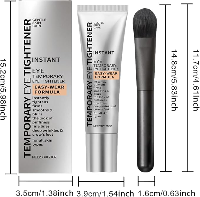 Instant Eye Temporary Tightener, Easy-Wear Formula, Reduces Fine Lines, Dark Circles, Crow's Feet and Puffiness, 20g/0.71oz with Application Brush