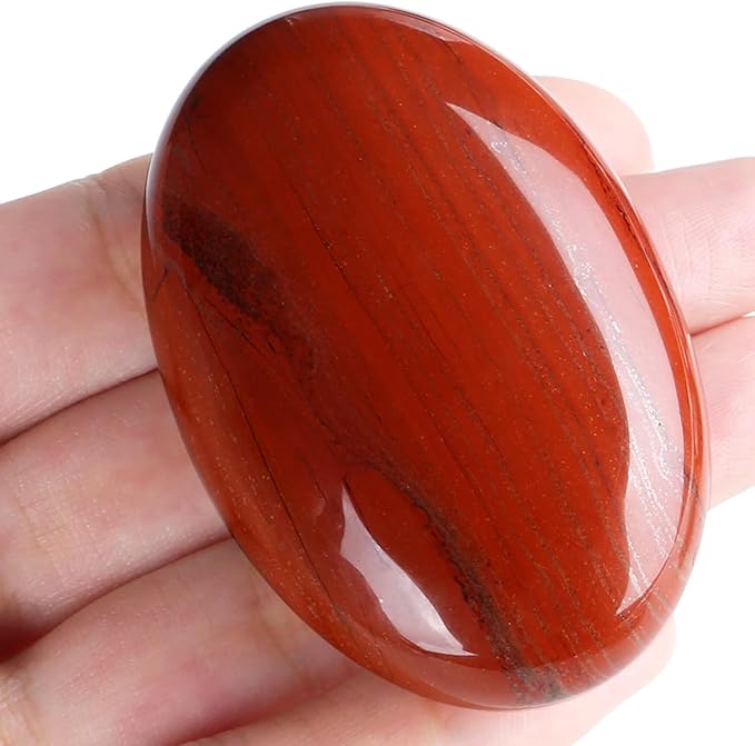 MAIBAOTA 2.4" Large Red Jasper Crystals Stone Polished Palm Stone Healing Crystals 0.7" Thick Natural Reiki Gemstone Worry Stone Energy Balancing Anxiety Stress Relief Meditation 1 Pc
