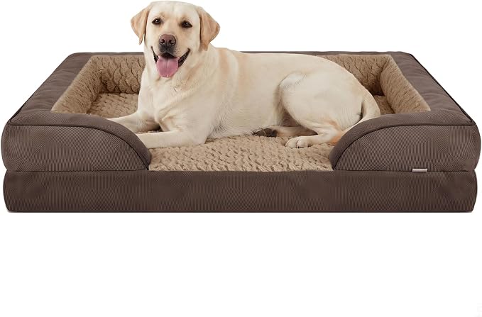 Jumbo Orthopedic Dog Bed for Extra Large Dogs, Waterproof, Egg-Crate Foam Dog Couch Bed with Washable Removable Cover, Waterproof Lining and Nonskid Bottom