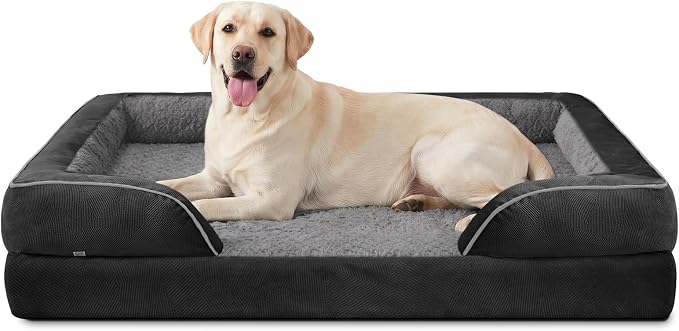 Jumbo Orthopedic Dog Bed for Extra Large Dogs, Waterproof, Egg-Crate Foam Dog Couch Bed with Washable Removable Cover, Waterproof Lining and Nonskid Bottom