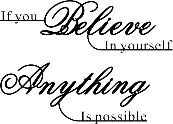 Resama If You Believe in Yourself,Anything is Possible Wall Art Decor 2 Pcs Metal Inspiration Encouragement Wall Art Sayings Black Inspirational Quotes Hanging Decoration