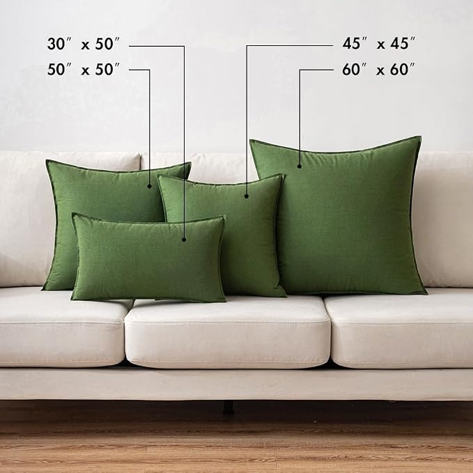 MIULEE Pack of 2 Decorative Linen Pillow Covers 18x18 Inch Moss Green | Boho Farmhouse Modern Accent Throw Pillows, Soft Neutral Cushion Covers, Home Decor for Sofa Couch Bed Living Room