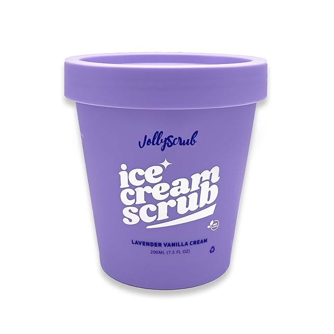 Ice Cream Scrub - Clean Moisturizing Sugar Scrub w/Whipped Shea Butter & Nourishing Oils – Fights Dry Skin & Creates Long Lasting Hydration (7.5 Fl Oz, Lavender Vanilla Cream)