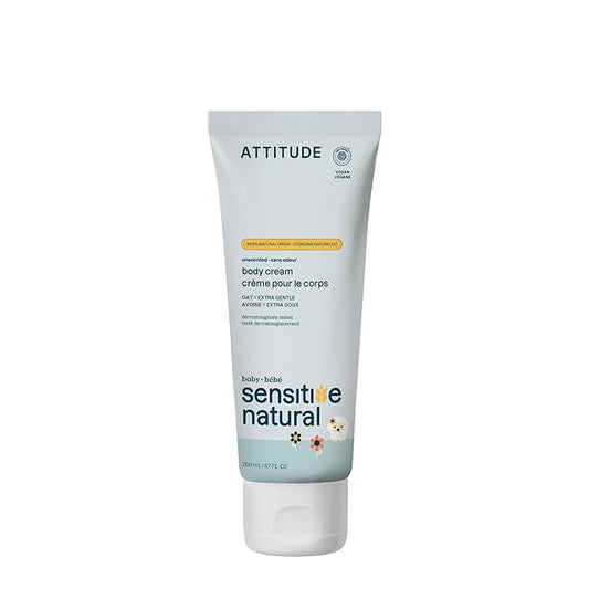 ATTITUDE Deep Moisturizing Body Cream, Plant and Mineral-Based Ingredients, Vegan and Cruelty-free Personal Care Products for Sensitive Skin, Unscented, 6.7 Fl Oz