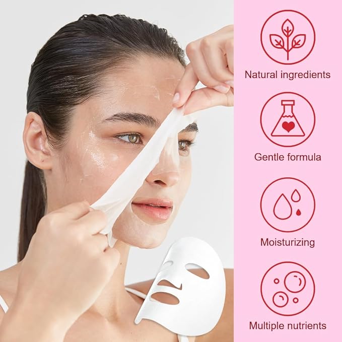 Kaely 12 Pack Strawberry Face Masks for Kids, Kids Face Mask Spa Day Kit Supplies, Spa Party Favors for Teens Girls Women, Sheet Facial Mask Skincare Gifts Set, Hydrating for All Skin Types, 08