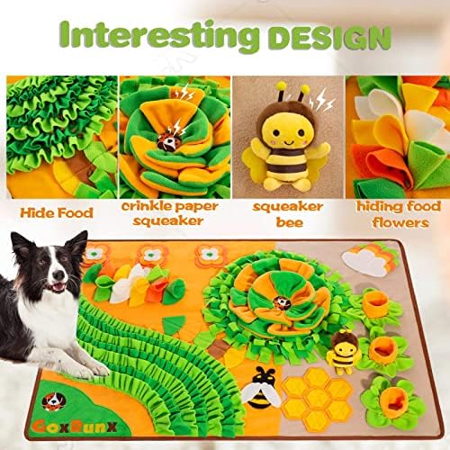 Snuffle Mat for Dogs 40'' X 27'' Large Dog Feeding Mats Pet Sniff Nosework Slower Feeder Interactive Dog Mat for Stress Relief Encourage Natural Foraging (Orange)