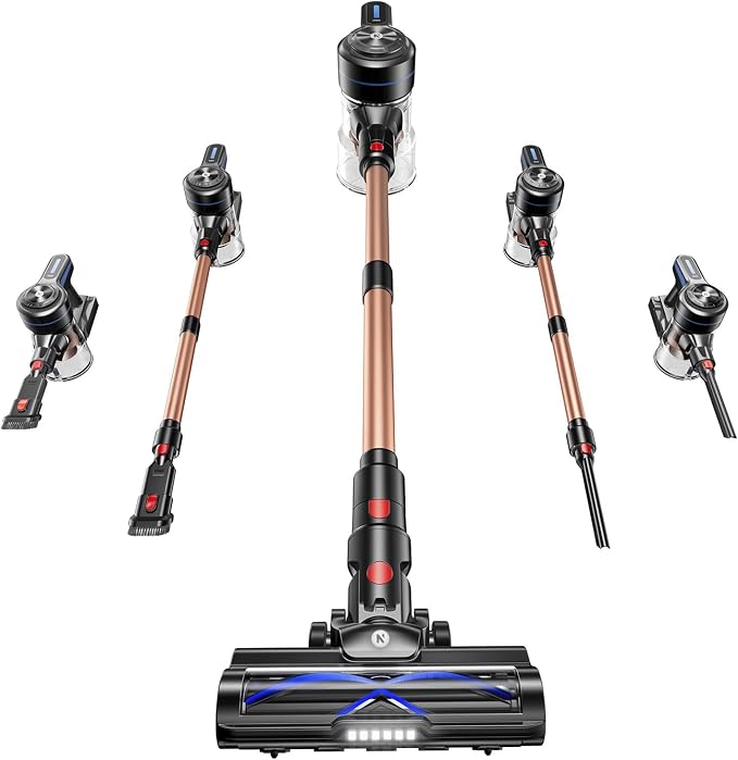 NADALY Cordless Vacuum Cleaner, 50Kpa Powerful Suction with 580W 65 Mins Runtime Stick Vacuum,Rechargeable, Lightweight, Anti-Tangle,Ideal for Hard Floor