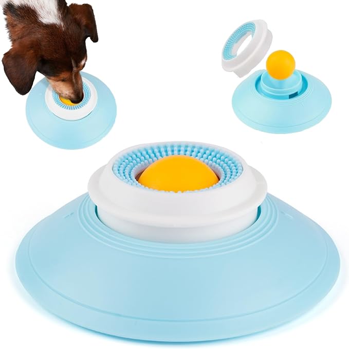 Dog Lick Bowl with Rolling Ball, Dog Licking Bowl for Liquid Food, Anxieties Relief Slow Feeder, Cat Treat Dispenser Licks Toys, Non-Slip Licking Bowls, Suitable for All Types of Dogs, Cats