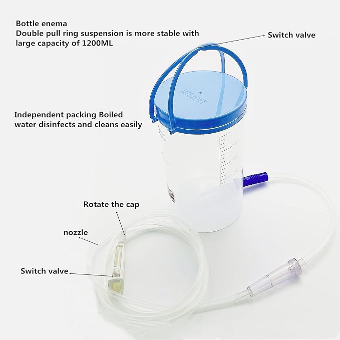 Enema Kit, Reusable Coffee Enema Bucket Kit Detox Body Cleaner Unisex - 1200ML Coffee Enema Kit - Suitable for Coffee, Water Therapy - Includes 10 Replacement Nozzles