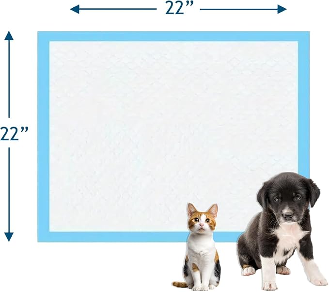 Puppy Pee Pads, 22 x 22 Inch Leak-Proof Pet Potty Training Pads for Dogs, Quick Absorb 6-Layer Design, Ideal for Puppies, Cats, Rabbits, and Guinea Pigs (Blue-50 Count)