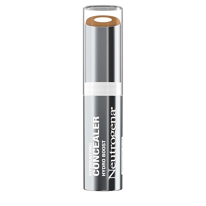 Neutrogena Hydro Boost Hydrating Concealer Stick, Oil-Free, Lightweight Cover-Up Makeup with Hyaluronic Acid Refreshes Dry Skin & Provides Buildable Coverage, 50 Deep, 0.12 Oz
