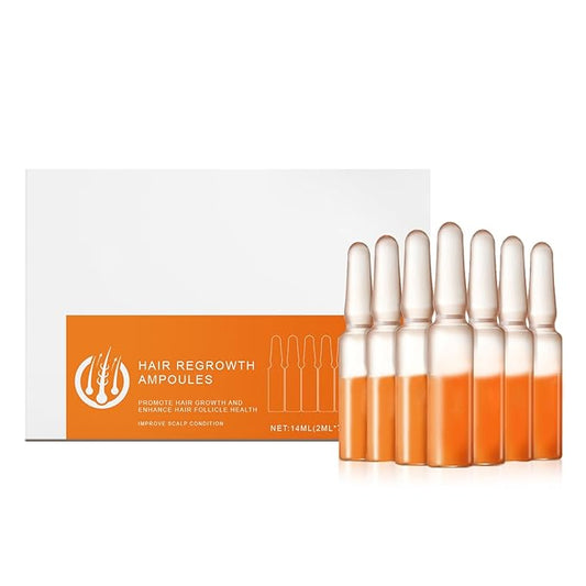 Hair Growth Ampoules with Turmeric Root Extract - Plant-Based Scalp Treatment for Thicker Hair, Strengthening Serum for Women & Men, Fragrance-Free Damaged Hair Care Solution,7pcs