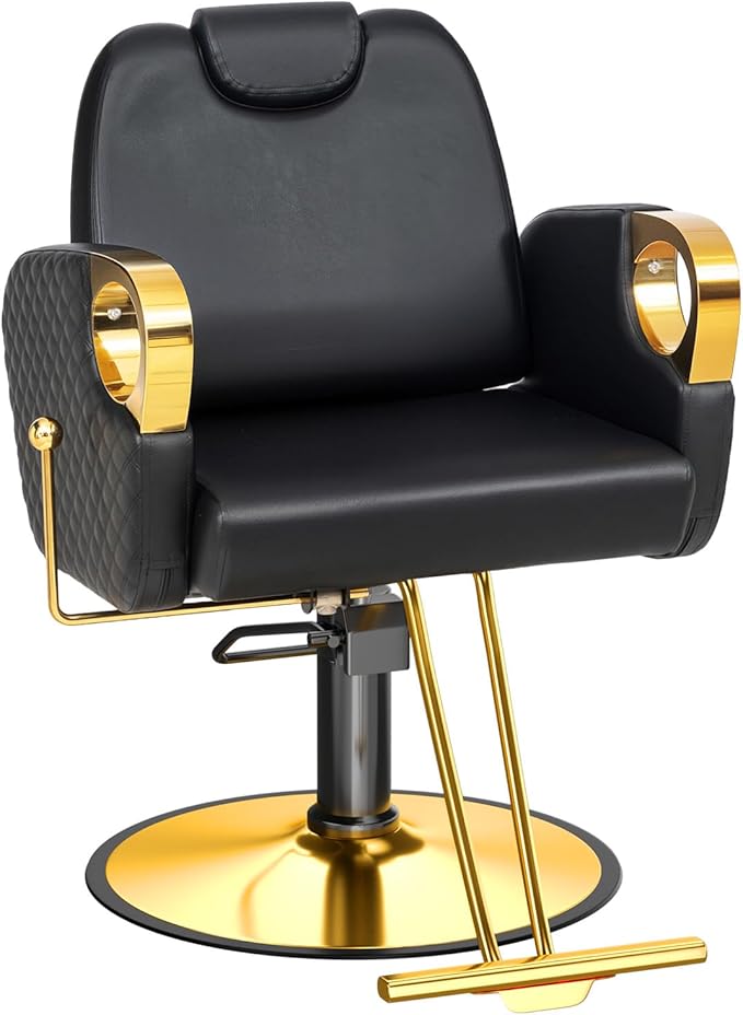 OmySalon All Purpose Salon Chair with Reclining Back, Stylist Chairs for Salon, Hydraulic Barber Chair Heavy Duty Hair Chair for Shampoo Makeup Threading Waxing
