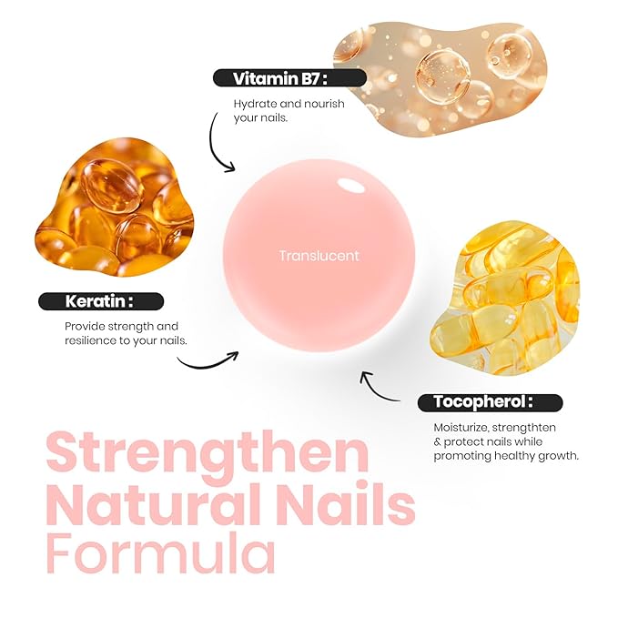 Beetles Nail Strengthener and Growth - 2 In 1 Nude Pink Nail Polish Nail Concealer Fast Dry Quick Jelly Natural Nail Strengthener and Growth Treatment for Thin and Damaged Nails,0.51 FL OZ