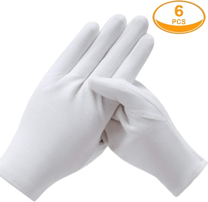3 Pairs White Cotton Gloves for Dry Hands Eczema SPA Moisturizing - Work Glove Liners for Serving Costume Inspection