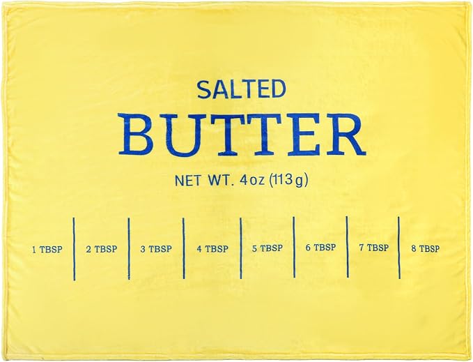 Funny Butter Gifts Blanket 50'' x 60'' Throw Blanket Salted Butter | Foodie Baking Funny Meme Gifts for Women Men Plush Warm Room Decor for Sofa Couch Bed Bedroom