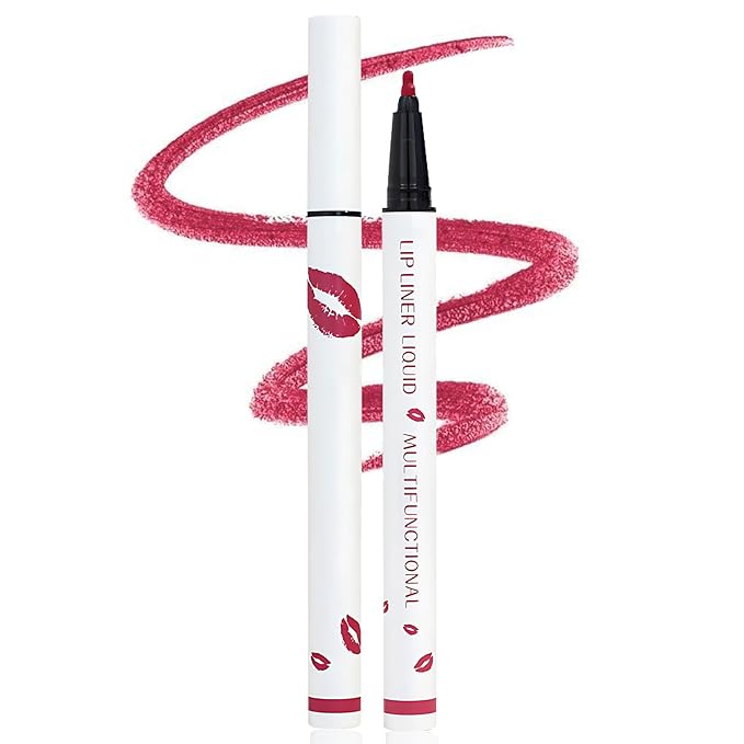 Longwear Liquid Lip Liner, 2025 New 2-in-1 Lip Liner Liquid Pen, Waterproof Long-Lasting Matte Liquid Lipstick for Women (04)