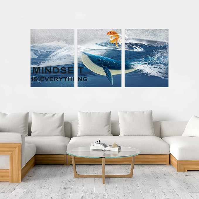 Inspirational Canvas Paintings 3 Panels Motivational Wall Art Inspirational Wall Art Entrepreneur Quotes Artwork Painting Picture for Framed Office Home Decoration Living Room Bedroom 72" W x 36" H