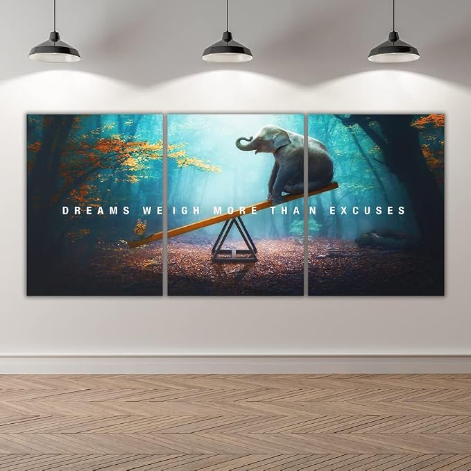 Yetaryy Motivational Poster Inspirational Wall Art 3 Pieces Canvas Painting Lion Artwork for Living Room Office Modern Home Decor Prints Pictures Wall Decor Framed Ready to Hang [60''Wx 28''H]