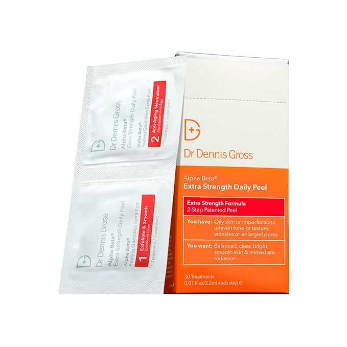 Dr. Dennis Gross Alpha Beta Extra Strength Daily Peel: for Oily Skin, Uneven Tone or Texture, Wrinkles or Enlarged Pores (30 Treatments)