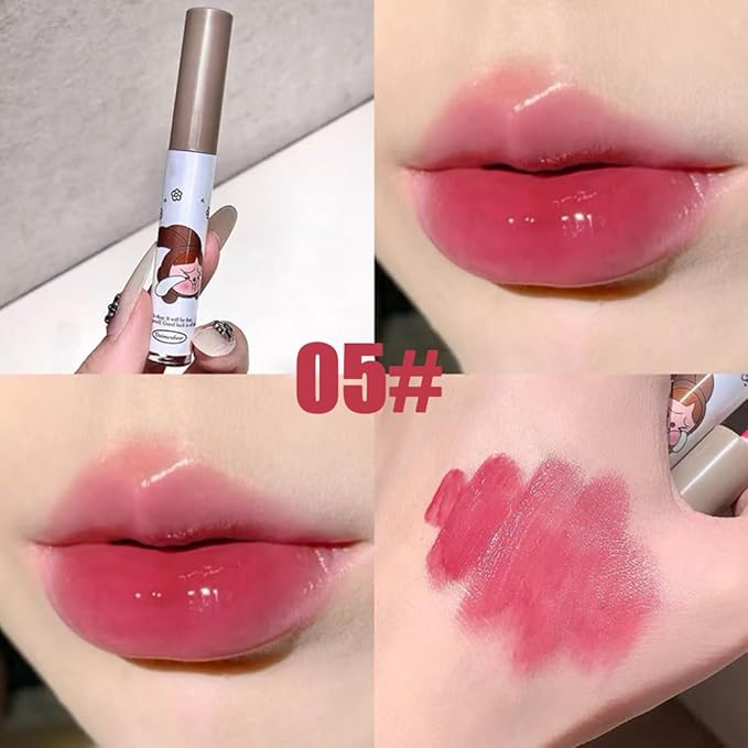 6Pcs Hydrating Lip Gloss Set, High Shine Glass Finish Korean Lip Glaze, Glowy Tint | Lip-Plumping, Naturally Moisturizing, Lightweight, Glow-Boosting Water Mirror Liquid Lipstick,Natural Makeup