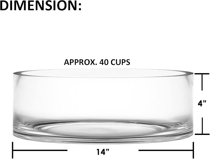 CYS Excel Large Glass Cylinder Vase (H:4" D:14") Flower Vase Centerpieces Hurricane Floating Pillar Candle Holder Terrarium Planter