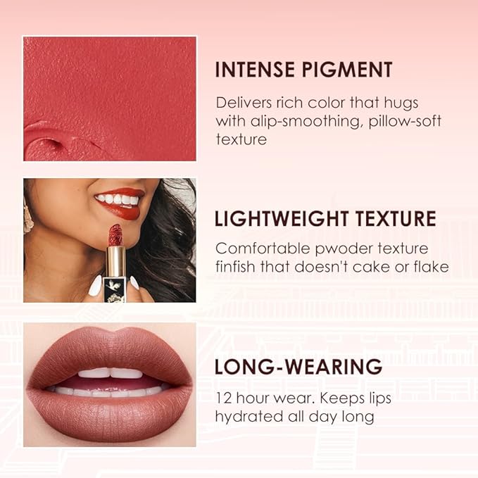 Catkin Moist Lipstick Hydrating High Impact Color Infused with Vitamin E and Avocado Oil Smooth Soft Texture Long Lasting Red Glow Finish 2pcs 07