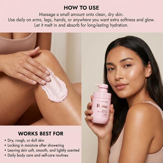 My Beauty Spot Scented Body Lotion for Women - Rose Scented Body Butter, Natural Lotion for Women to Smell Good, Skin Moisturizer Infused with Collagen - Extra Large 510 ml.