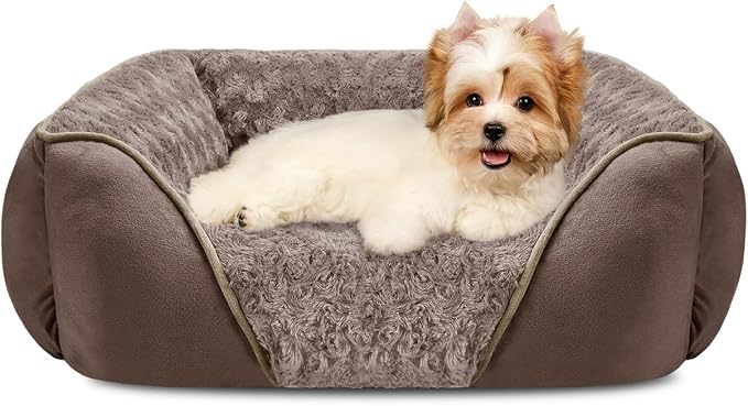 Small Dog Bed Rectangle Washable Orthopedic Soft Calming Sleeping Durable Pet Cuddler with Anti-Slip Bottom
