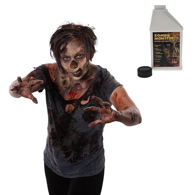 FX Zombie Ammonia Free Liquid Latex 2 Pack + Fake Blood for Halloween Vampire, Monster, Zombie Makeup and Dress up, Ideal for Art, Theater, Stage Blood